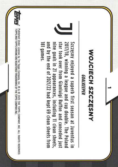2022 Topps Chrome Juventus Zebra Refractor Wojciech Szczesny #1 Juventus