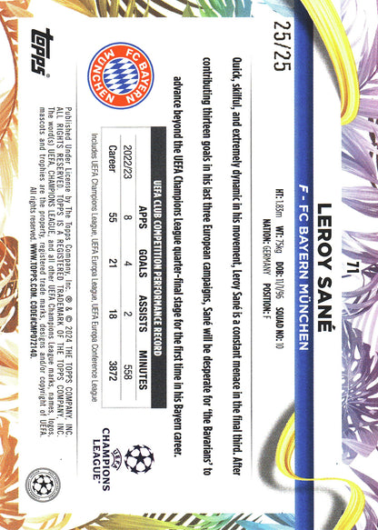 2023 Topps UCC Carnaval Leroy Sane /25 #71 Bayern Munich