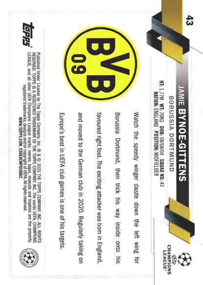 2022 Topps UCC SP Jamie Bynoe-Gittens RC #43 Borussia Dortmund