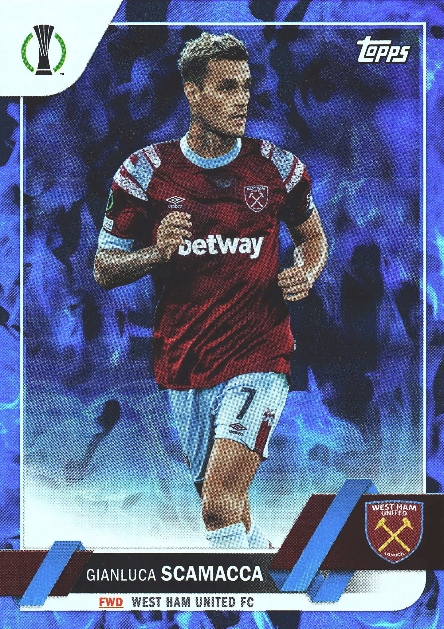 2022 Topps UCC Blue Inferno /125 Gianluca Scamacca #94 West Ham United