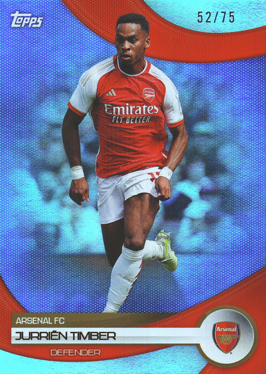 2023 Topps Arsenal Team Set Jurrien Timber Blue /75 #6 Arsenal