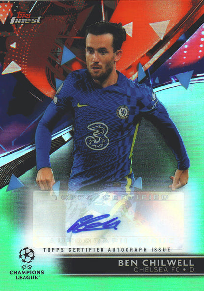 2021 Topps Finest UCC Autographs Neon Green Refractor /99 Ben Chilwell #BA-BC Chelsea