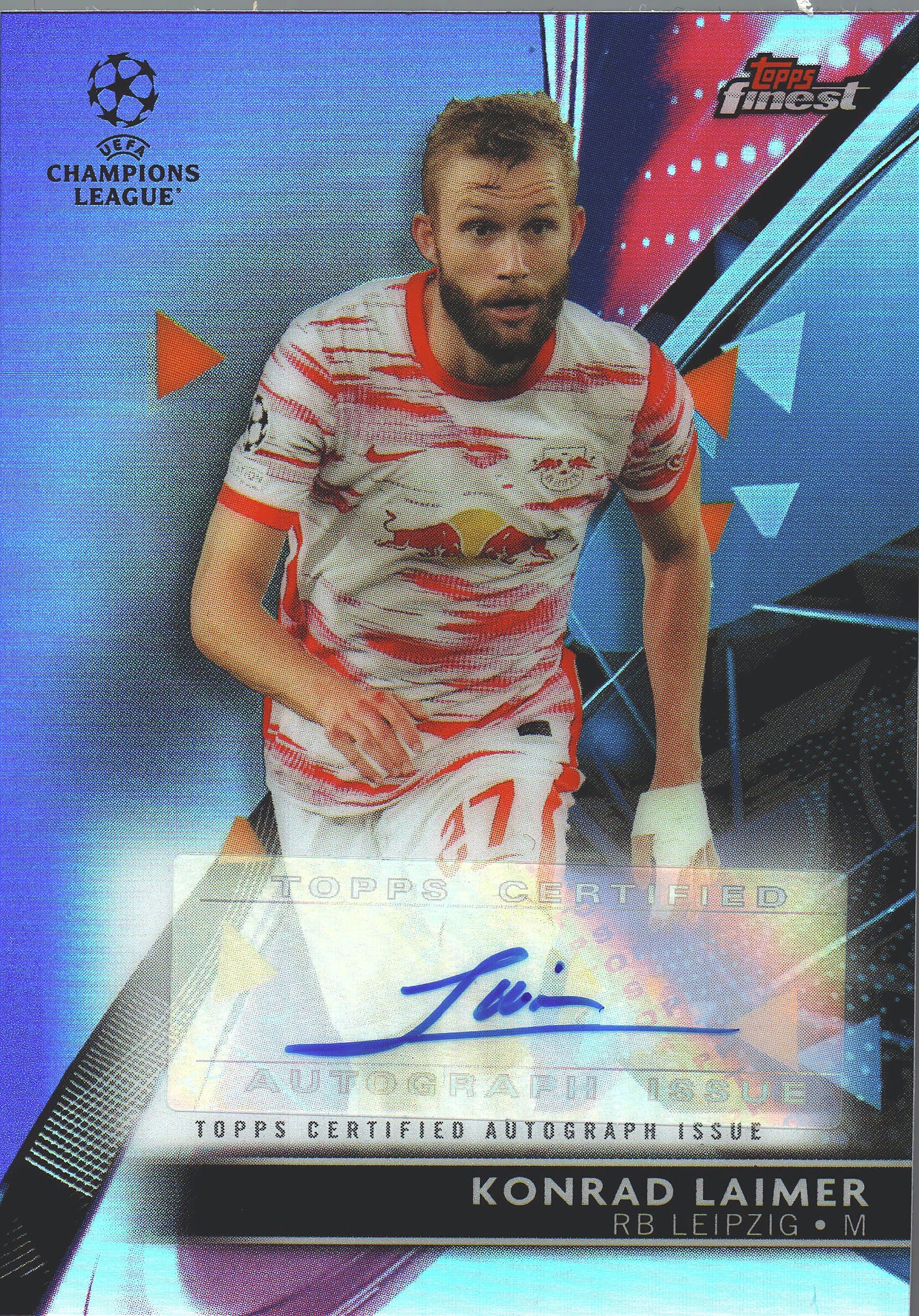 2021 Topps Finest UCC Autographs Neon Green Wave Refractor /150 Konrad Laimer #BA-KL RB Salzburg