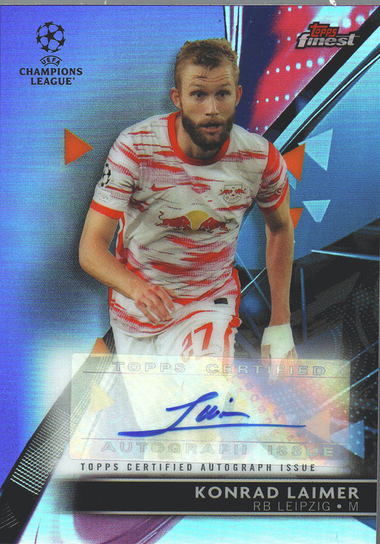 2021 Topps Finest UCC Autographs Neon Green Wave Refractor /150 Konrad Laimer #BA-KL RB Salzburg