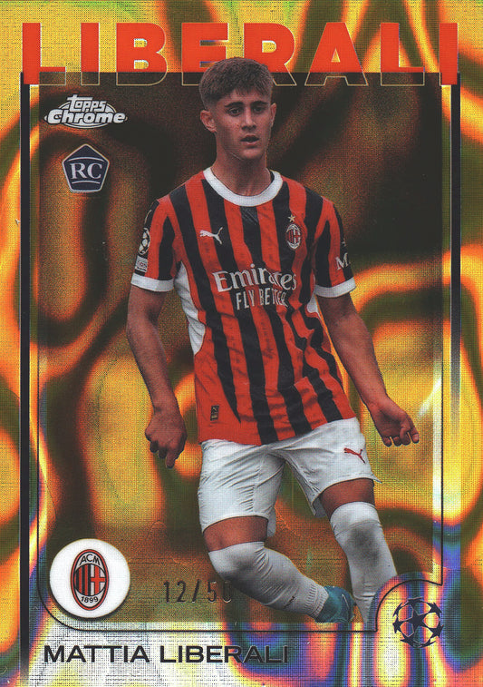 2024 Topps Chrome UCC Gold Lava /50 Mattia Liberali RC #82 AC Milan