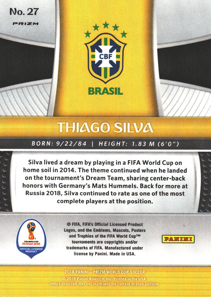 2018 Panini Prizm FIFA World Cup Mojo Thiago Silva #27 Brésil
