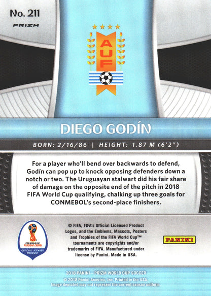 2018 Panini Prizm FIFA World Cup Silver Diego Godin #211 Uruguay