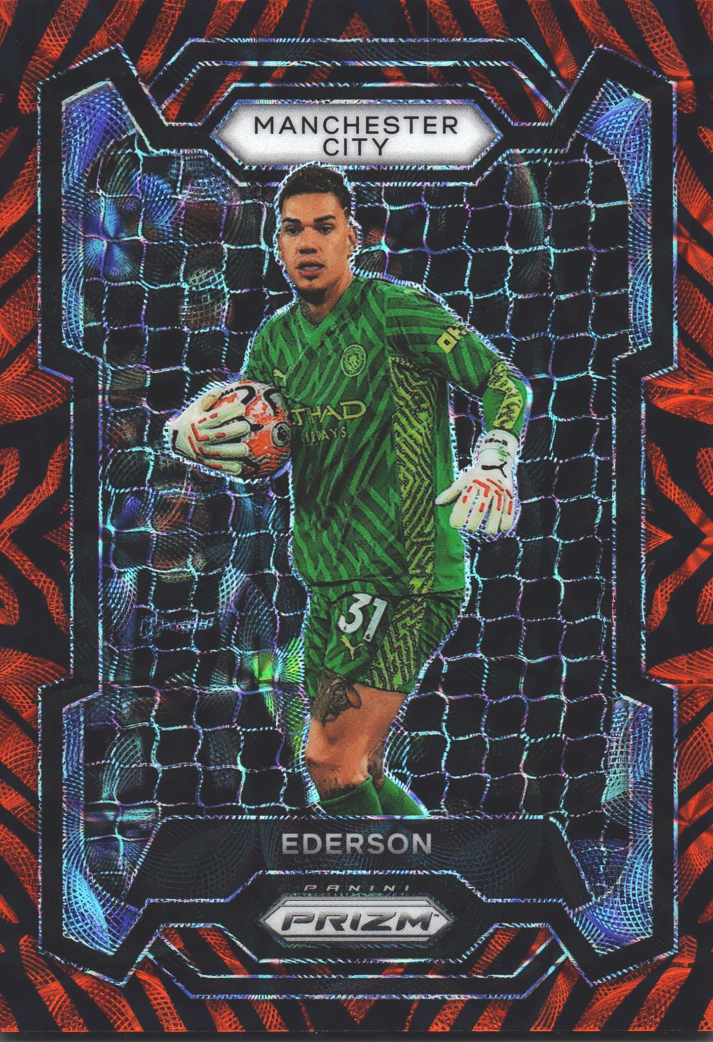 2023 Panini Prizm Premier League SSP Tiger Stripes Ederson #6 Manchester City