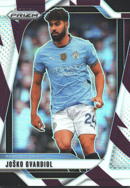 2024 Panini Prizm Premier League Purple White Stripes /92 Josko Gvardiol #14 Manchester City