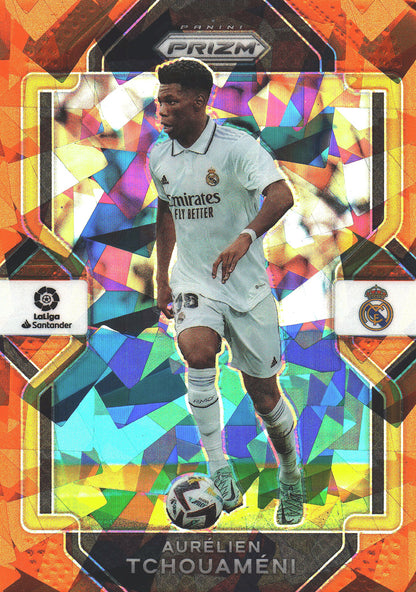 2022 Panini Chronicles Prizm Orange Ice /23 Aurelien Tchouameni #222 Real Madrid