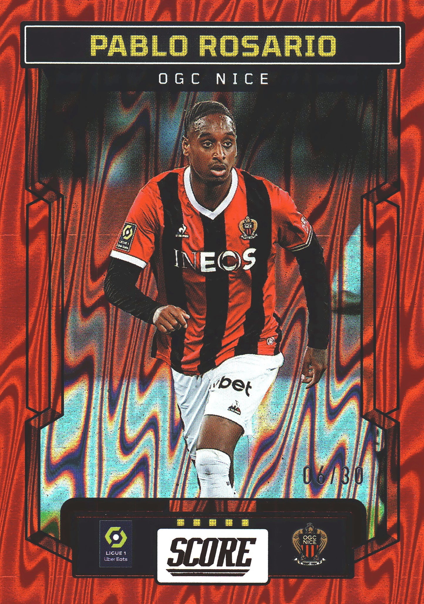 2023 Panini Score Ligue 1 Red Swirl /30 Pablo Rosario #93 OGC Nice