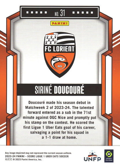 2023 Panini Score Ligue 1 Red Swirl /30 Sirine Doucoure RC #31 FC Lorient