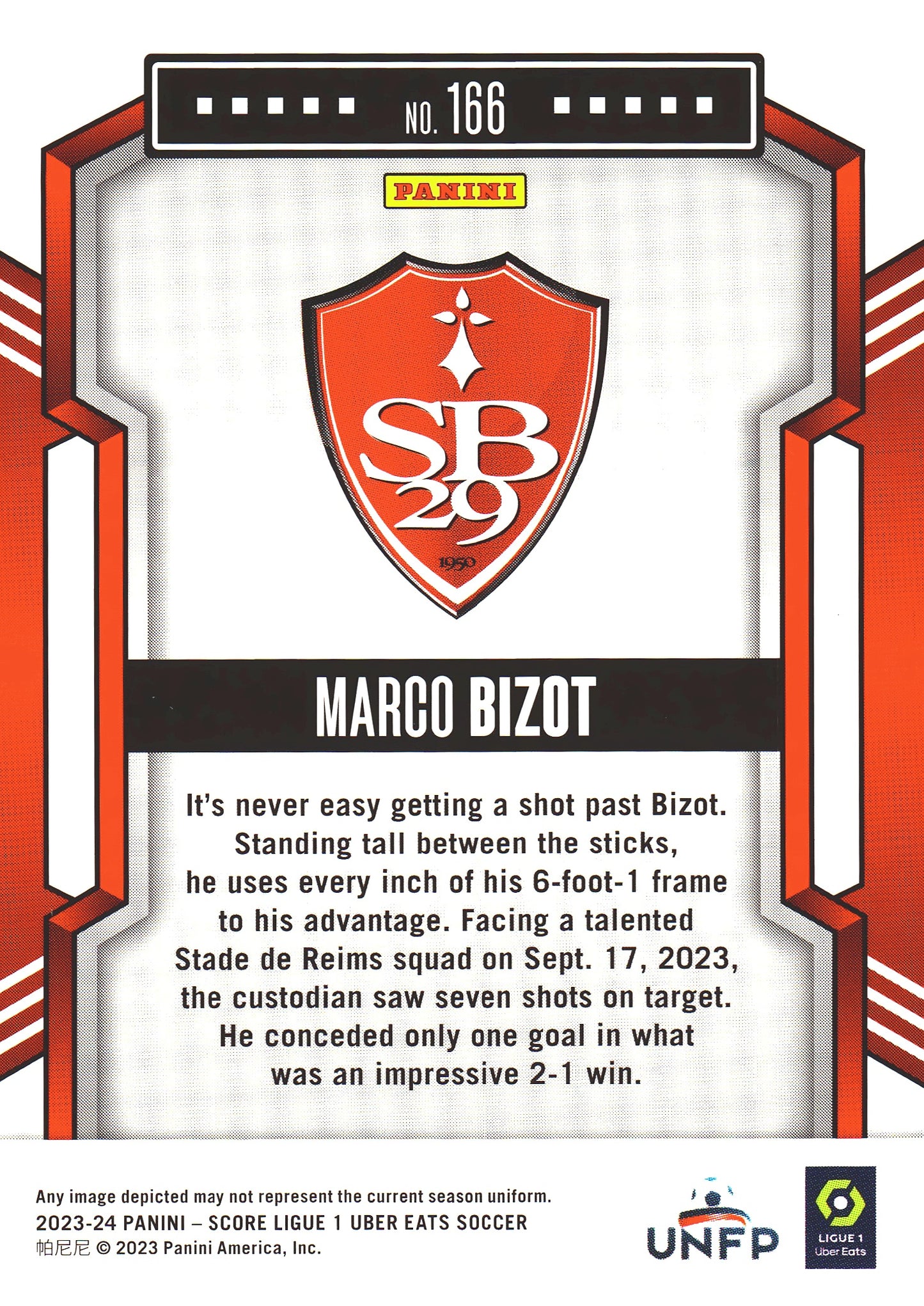 2023 Panini Score Ligue 1 Teal Swirl /15 Marco Bizot #166 Stade Brestois
