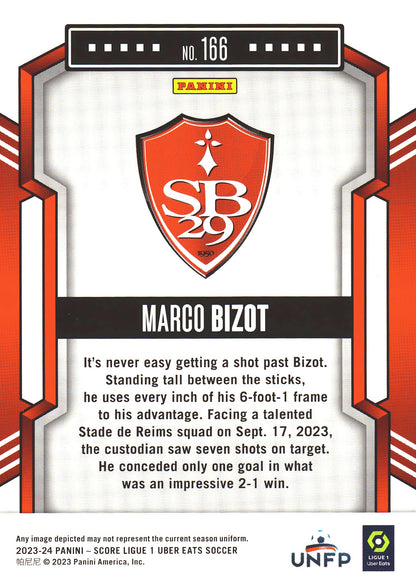2023 Panini Score Ligue 1 Teal Swirl /15 Marco Bizot #166 Stade Brestois