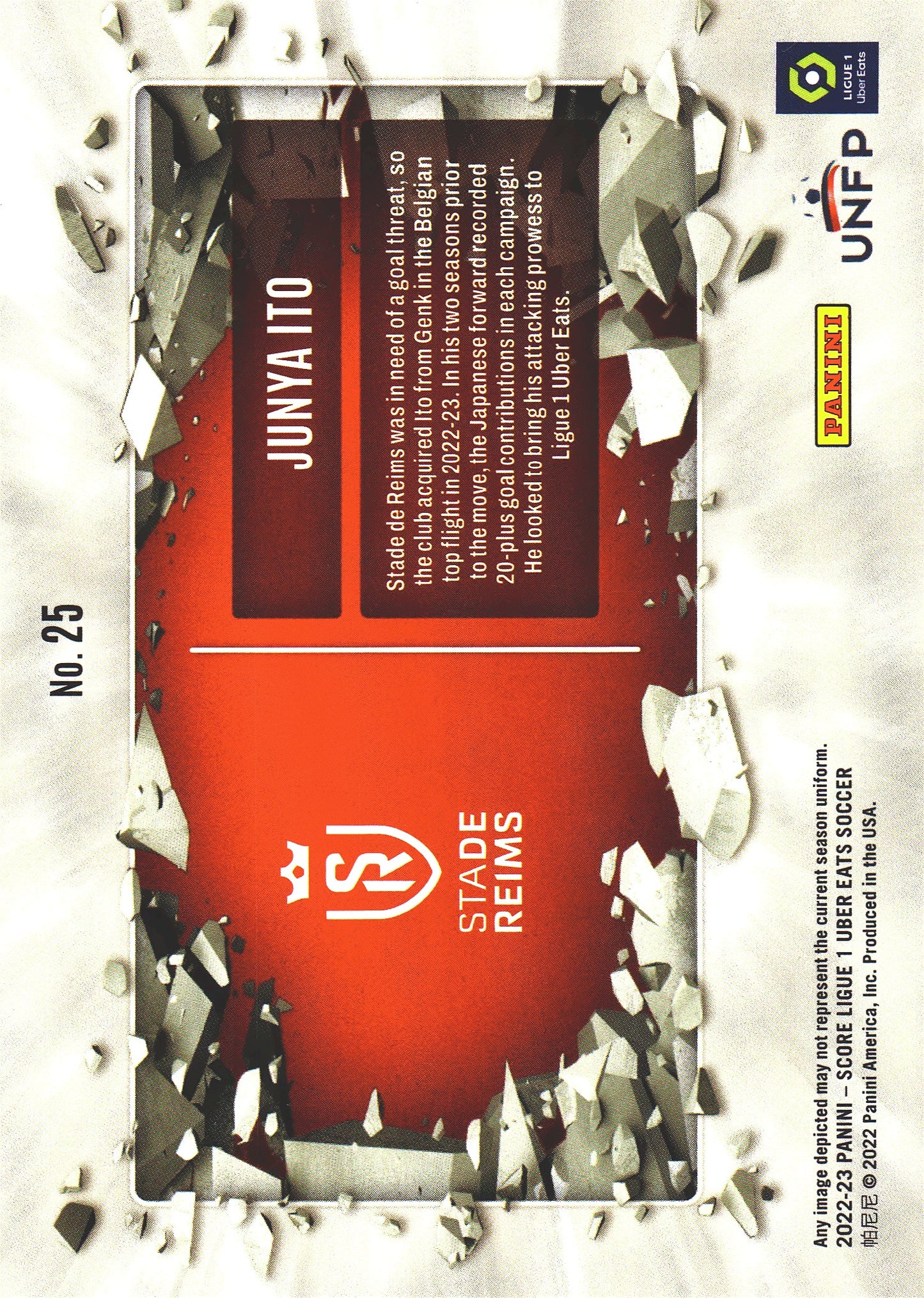 2022 Panini Score Ligue 1 Breakthrough Junya Ito RC #25 Stade de Reims