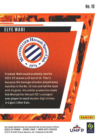 2022 Panini Score Ligue 1 Hot Rookies Elye Wahi RC #10 Montpellier Herault SC