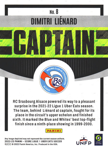 2022 Panini Score Ligue 1 Captain Dimitri Lienard #8 RC Strasbourg