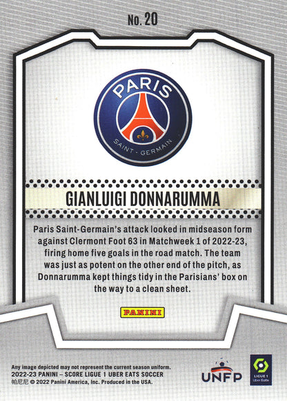 2022 Panini Score Ligue 1 Score Team Gianluigi Donnarumma #20 Paris Saint-Germain