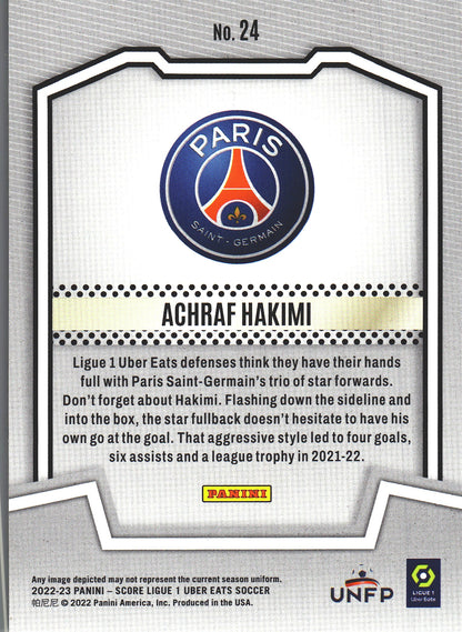 2022 Panini Score Ligue 1 Score Team Achraf Hakimi #24 Paris Saint-Germain
