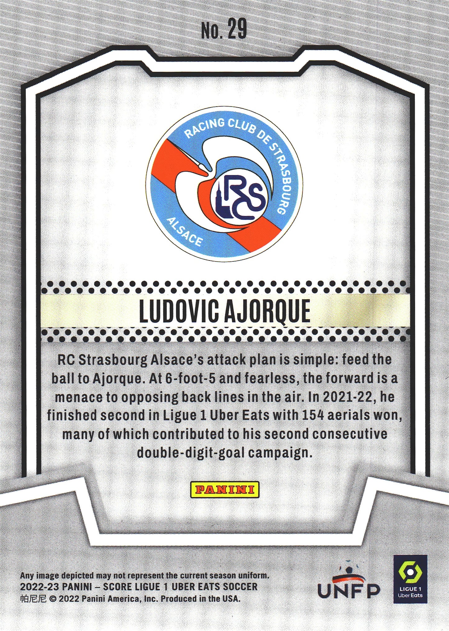 2022 Panini Score Ligue 1 Score Team Ludovic Ajorque RC #29 RC Strasbourg