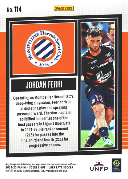 2022 Panini Score Ligue 1 Swirl RC Jordan Ferri #114 Montpellier Herault SC