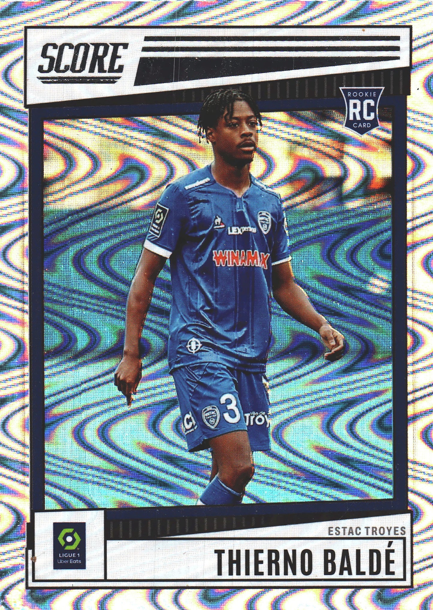 2022 Panini Score Ligue 1 Swirl RC Thierno Baldé #198 ESTAC Troyes
