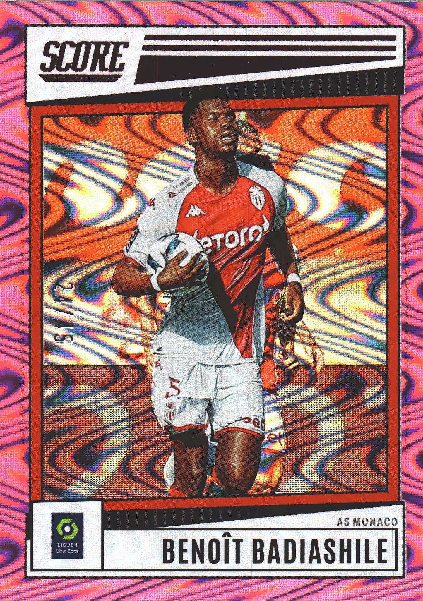 2022 Panini Score Ligue 1 Pink Swirl /45 Benoit Badiashile #102 AS Monaco