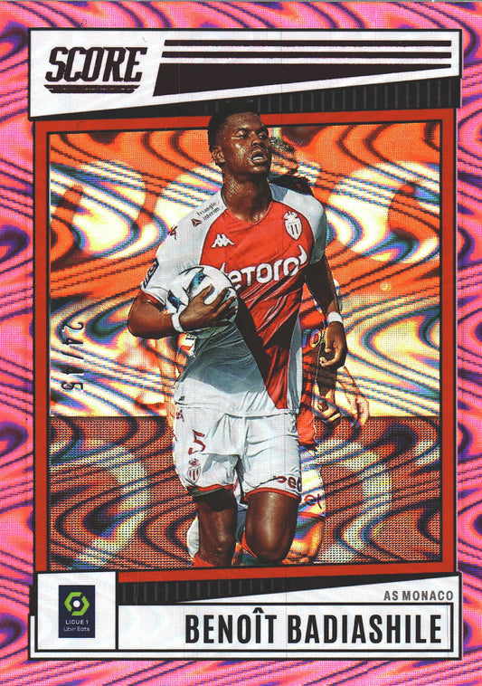 2022 Panini Score Ligue 1 Pink Swirl /45 Benoit Badiashile #102 AS Monaco