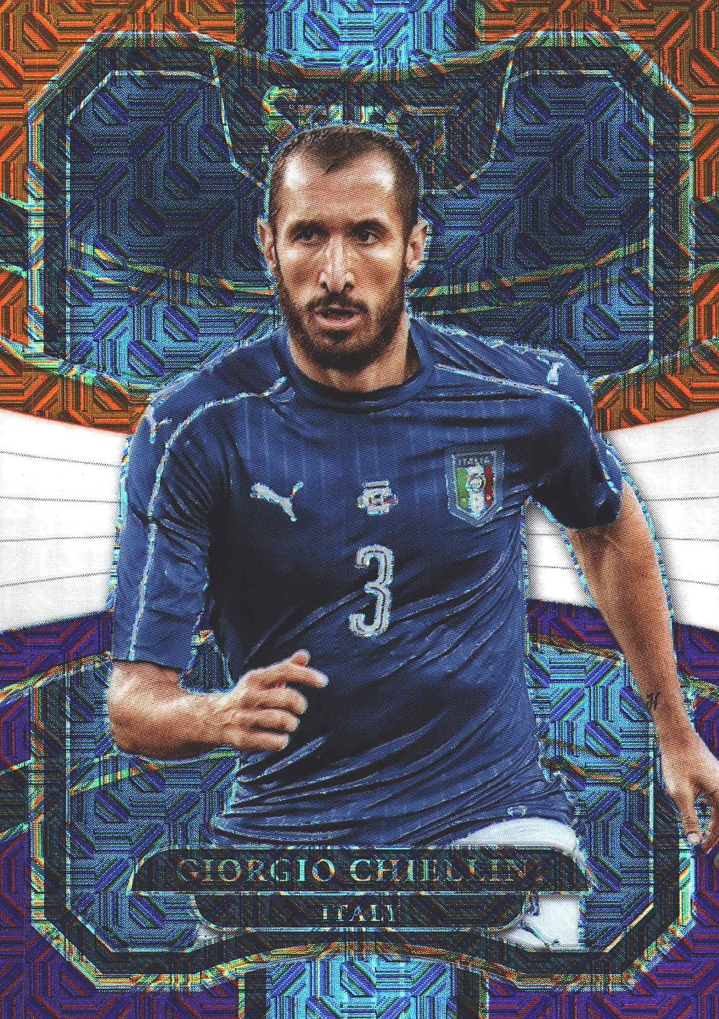 2017 Panini Select Giorgio Chiellini #90 Italie Orange White Purple Mojo Prizm