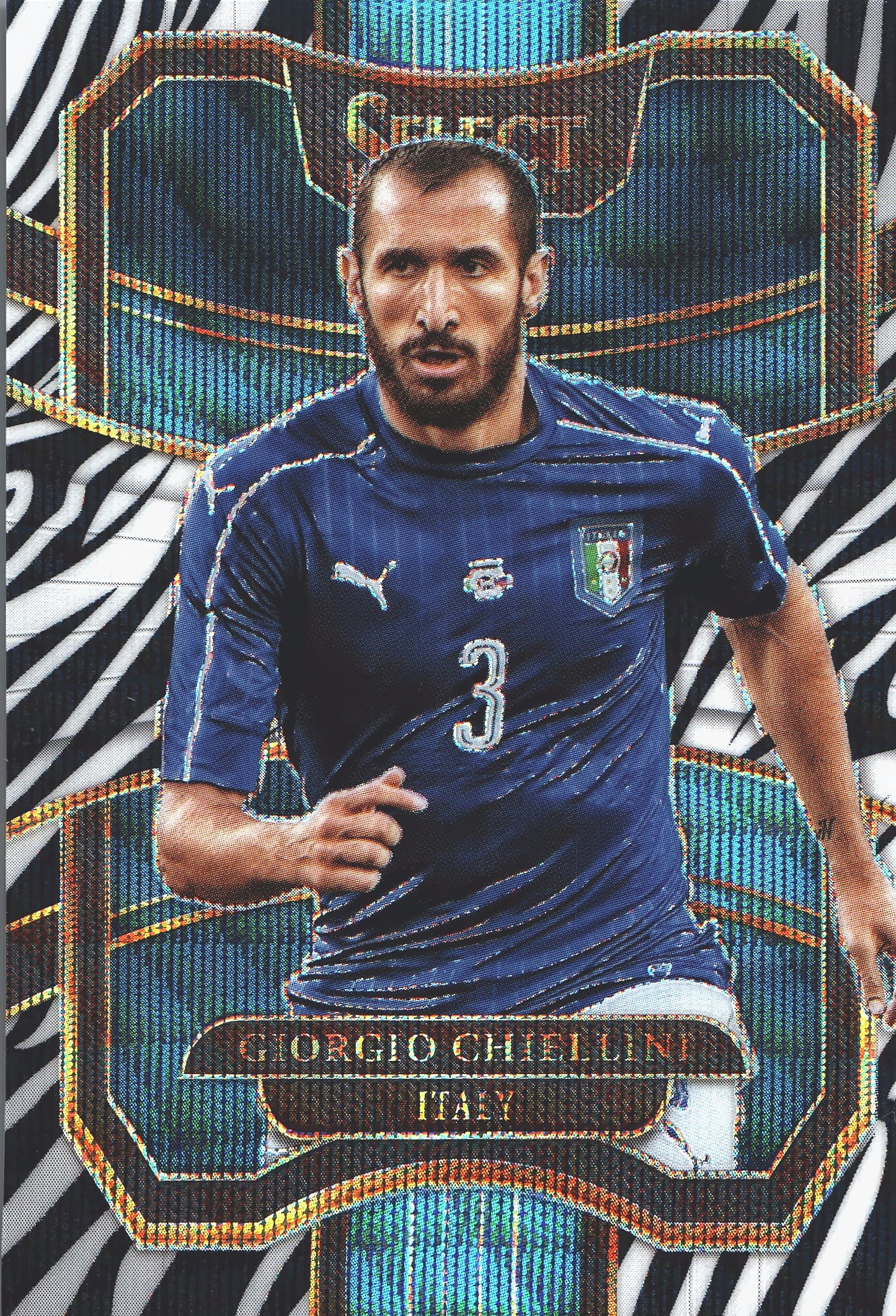 2017 Panini Select Giorgio Chiellini #90 Italie Zebra Prizm /25