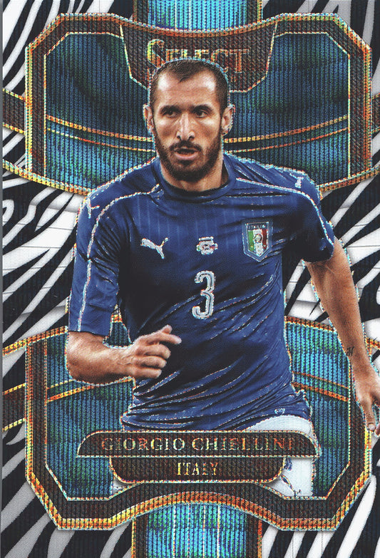 2017 Panini Select Giorgio Chiellini #90 Italie Zebra Prizm /25