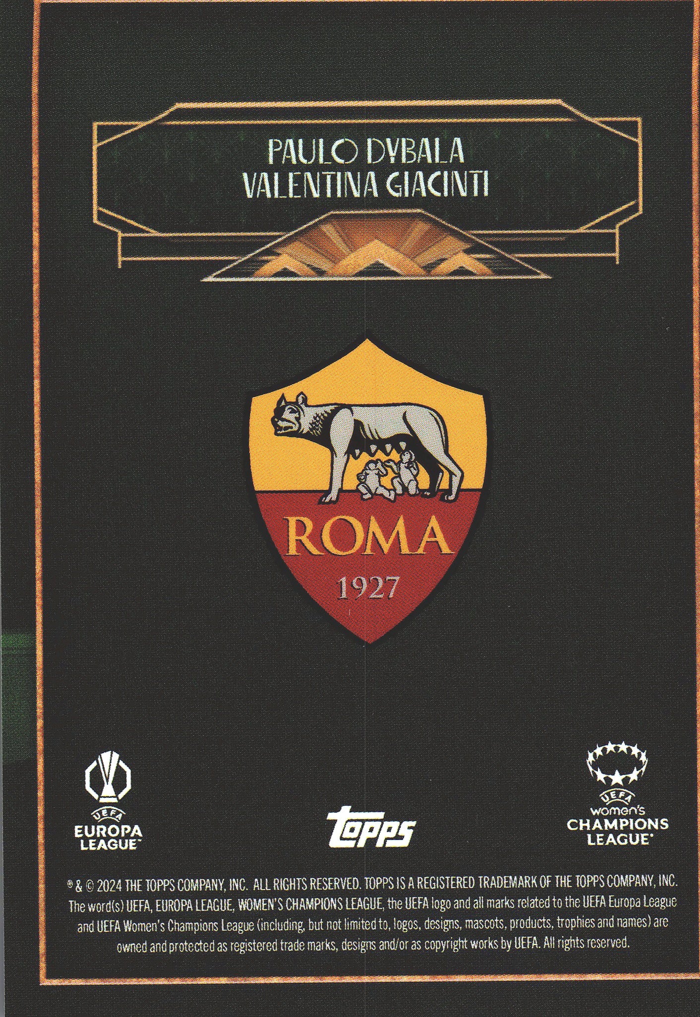 2024 Topps Deco Paulo Dybala / Valentina Giacinti /99 AS Roma
