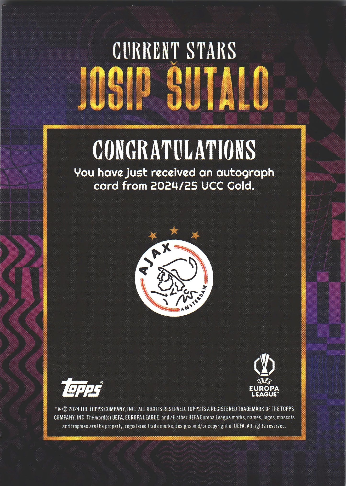 2024 Topps Gold x Walkertkl Josip Sutalo Autograph Ajax