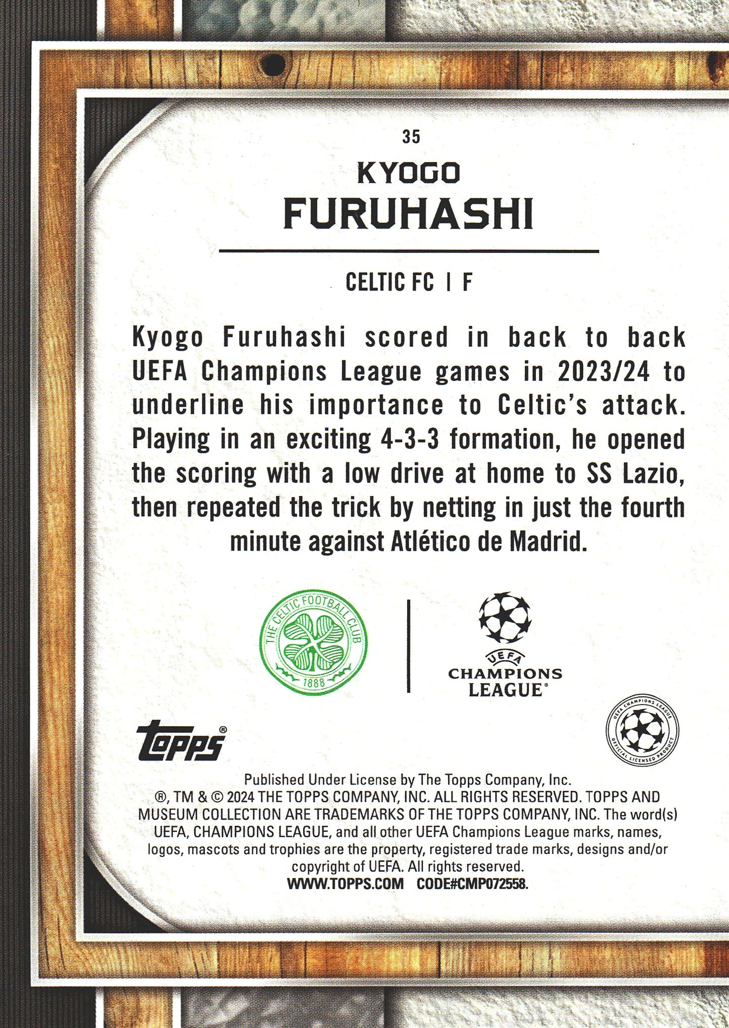 2023 Topps Museum Kyogo Furuhashi #35 Celtic FC