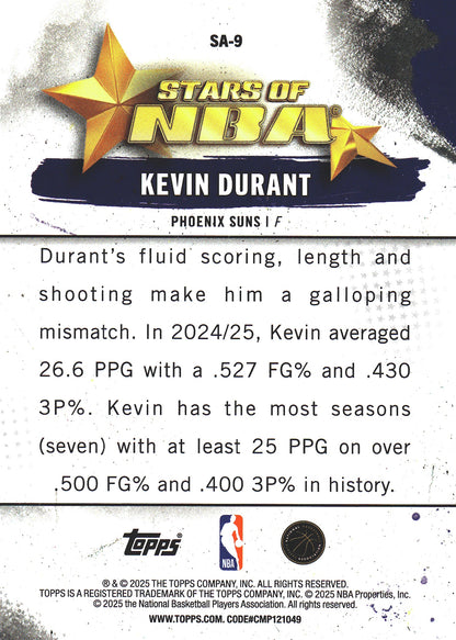 2025 Topps NBA Stars of NBA Kevin Durant #SA-9 Phoenix Suns