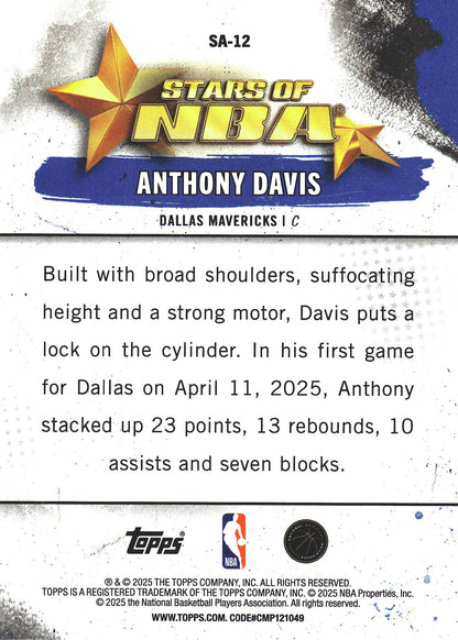 2025 Topps NBA Stars of NBA Anthony Davis #SA-12 Dallas Mavericks