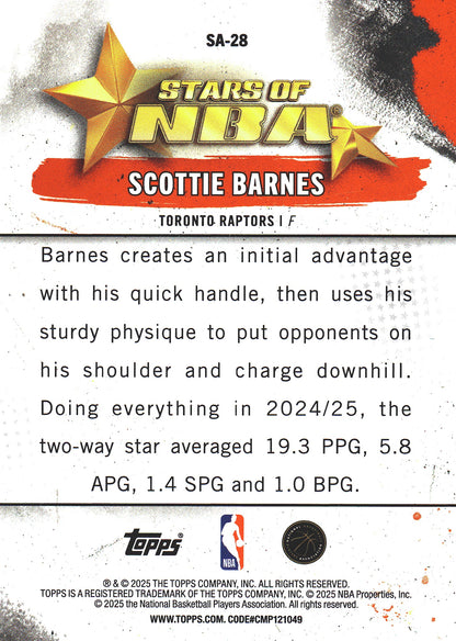 2025 Topps NBA Stars of NBA Scottie Barnes #SA-28 Toronto Raptors
