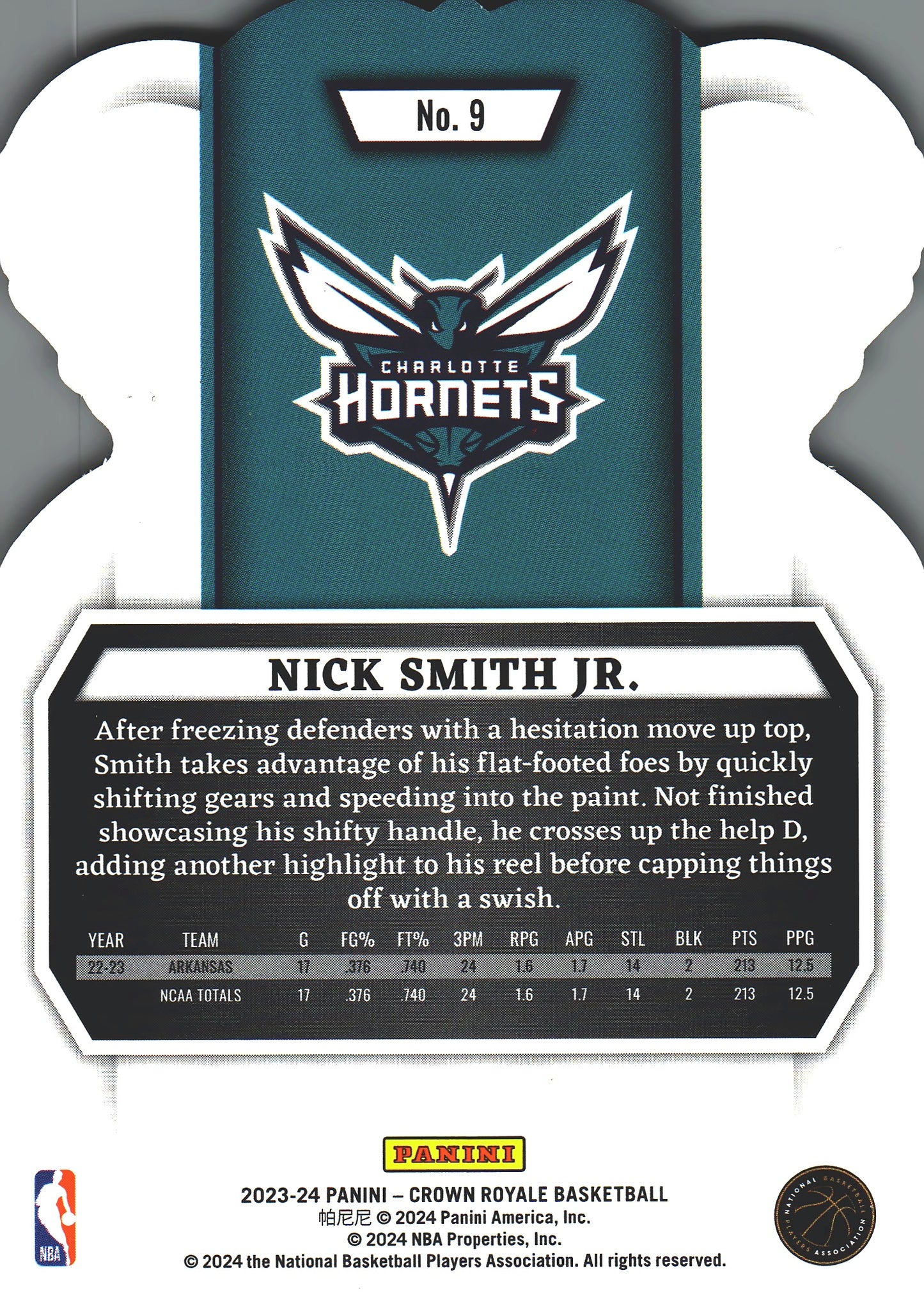 2023 Panini Crown Royale Nick Smith Jr. RC #9 Charlotte Hornets