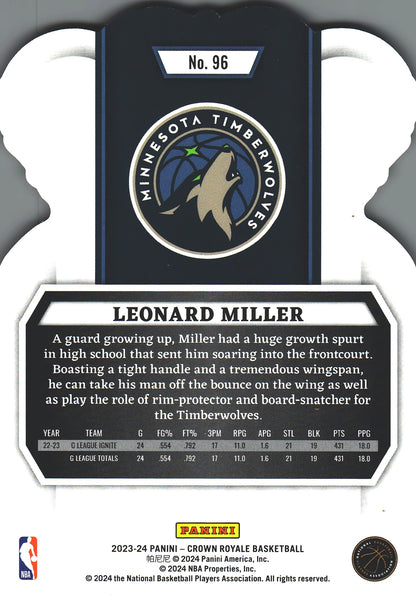 2023 Panini Crown Royale Leonard Miller RC #96 Minnesota Timberwolves