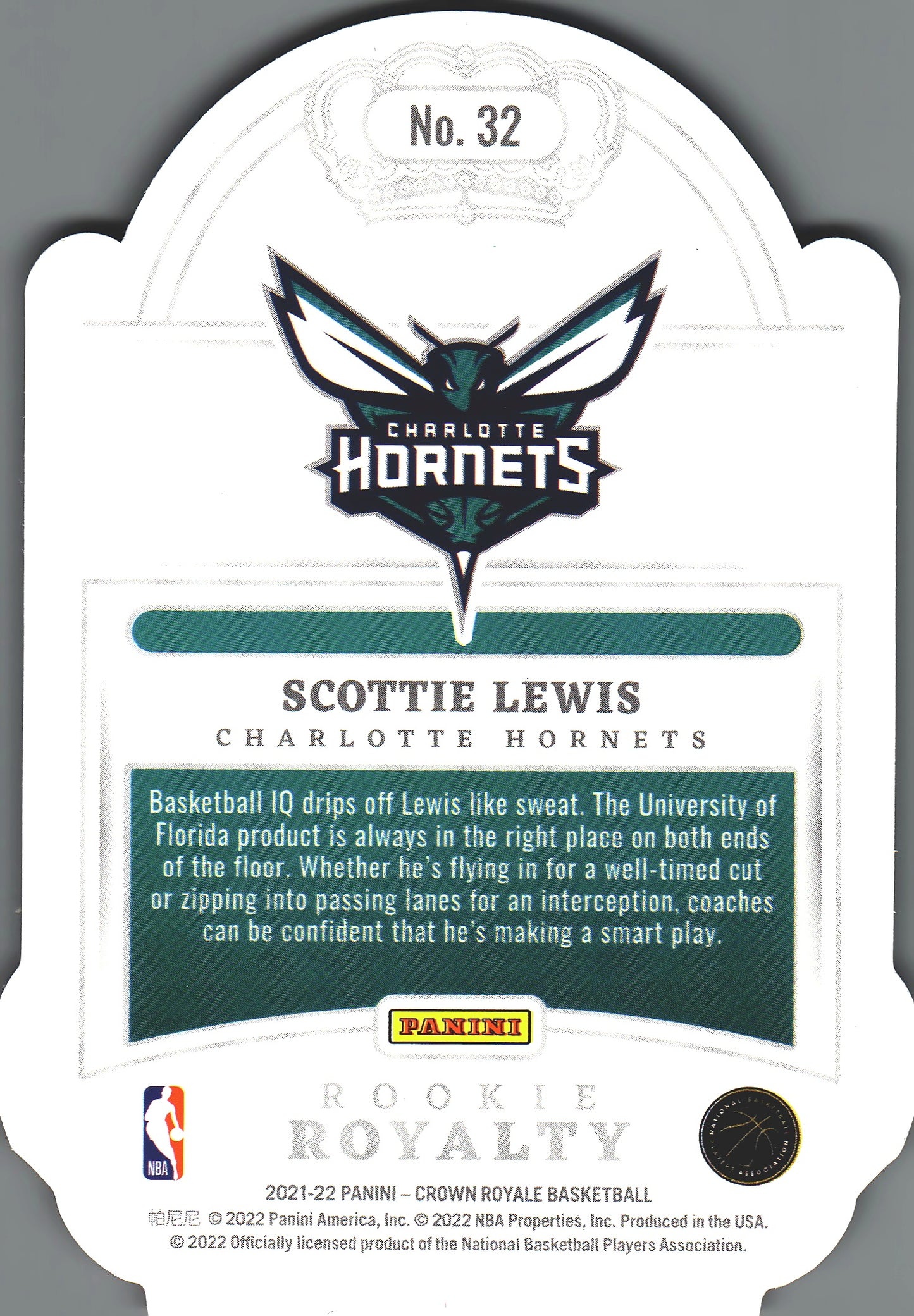 2021 Panini Crown Royale Rookie Royalty Asia Red Scottie Lewis RC #32 Charlotte Hornets