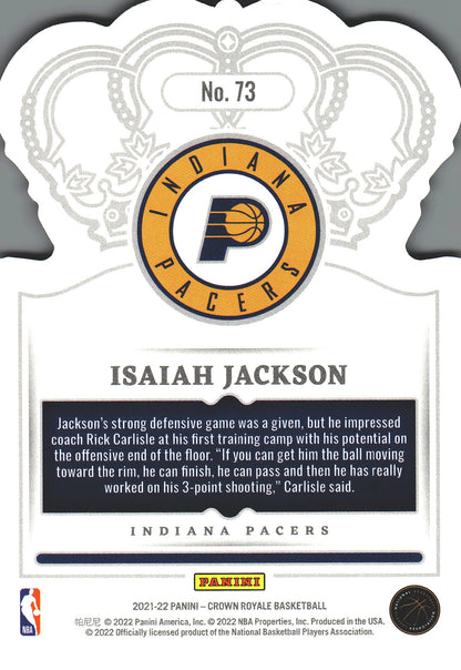 2021 Panini Crown Royale Crystal Isaiah Jackson RC #73 Indiana Pacers
