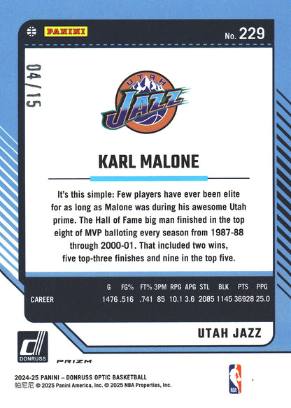 2024 Panini Donruss Optic White Scope /15 Karl Malone #229 Utah Jazz