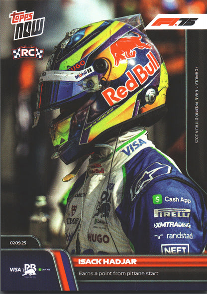 2025 Topps Now Formula 1 RC Isack Hadjar #062 Visa Cash App RB