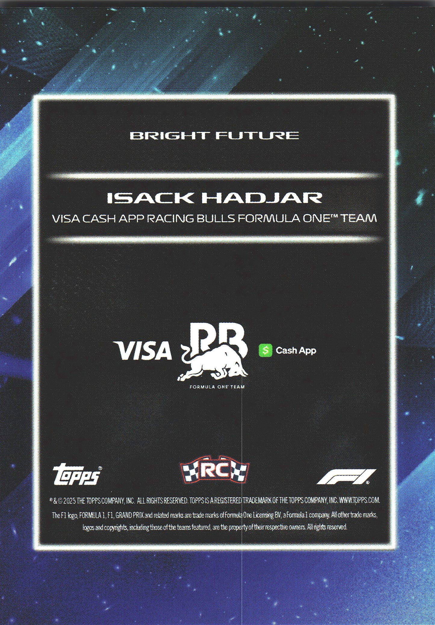 2025 Topps Lights Out Bright Future Isack Hadjar RC # Racing Bulls