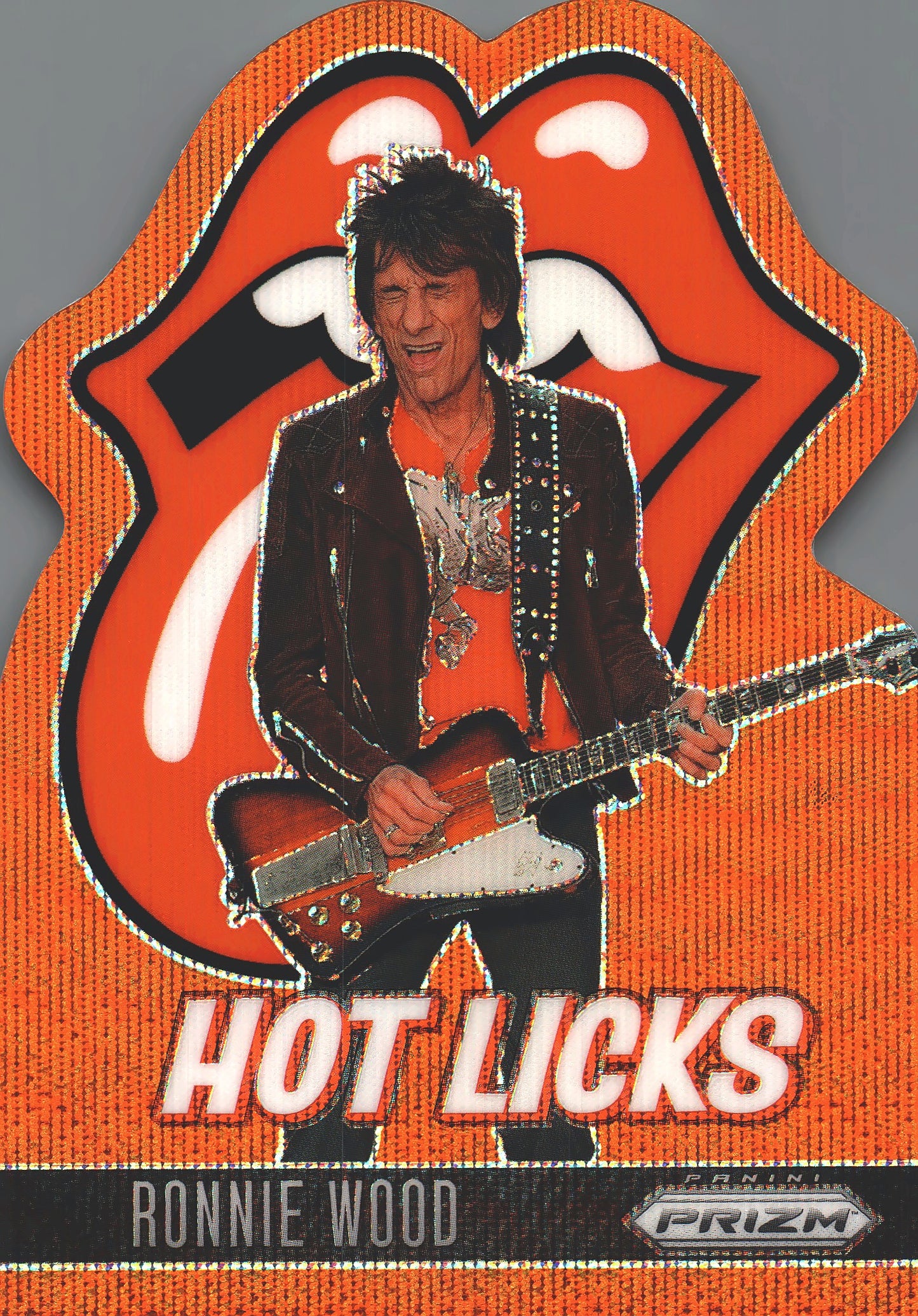 2025 Panini Prizm The Rolling Stones Hot Licks Orange Wave /199 Ronnie Wood #11