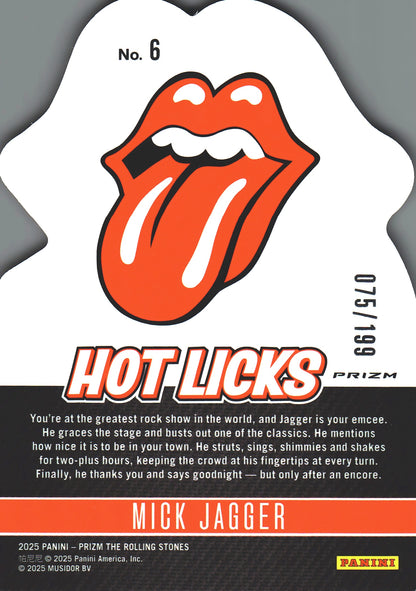 2025 Panini Prizm The Rolling Stones Hot Licks Orange Wave /199 Mick Jagger #6