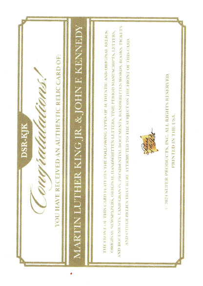 2024 Pieces of the Past Dual Relic Martin Luther King Jr/JF Kennedy #DSR-KJK