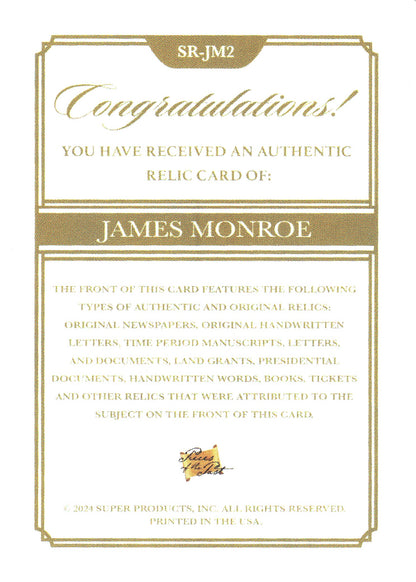 2024 Pieces of the Past Relic James Monroe #SR-JM2