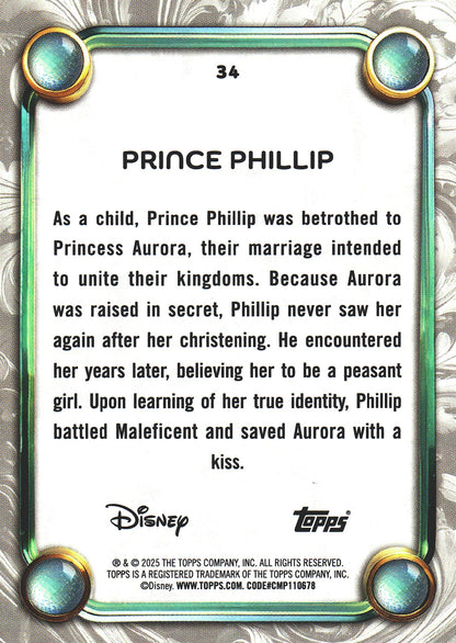 2025 Topps Disney Wonder Prince Phillip Purple Foil /99 #34
