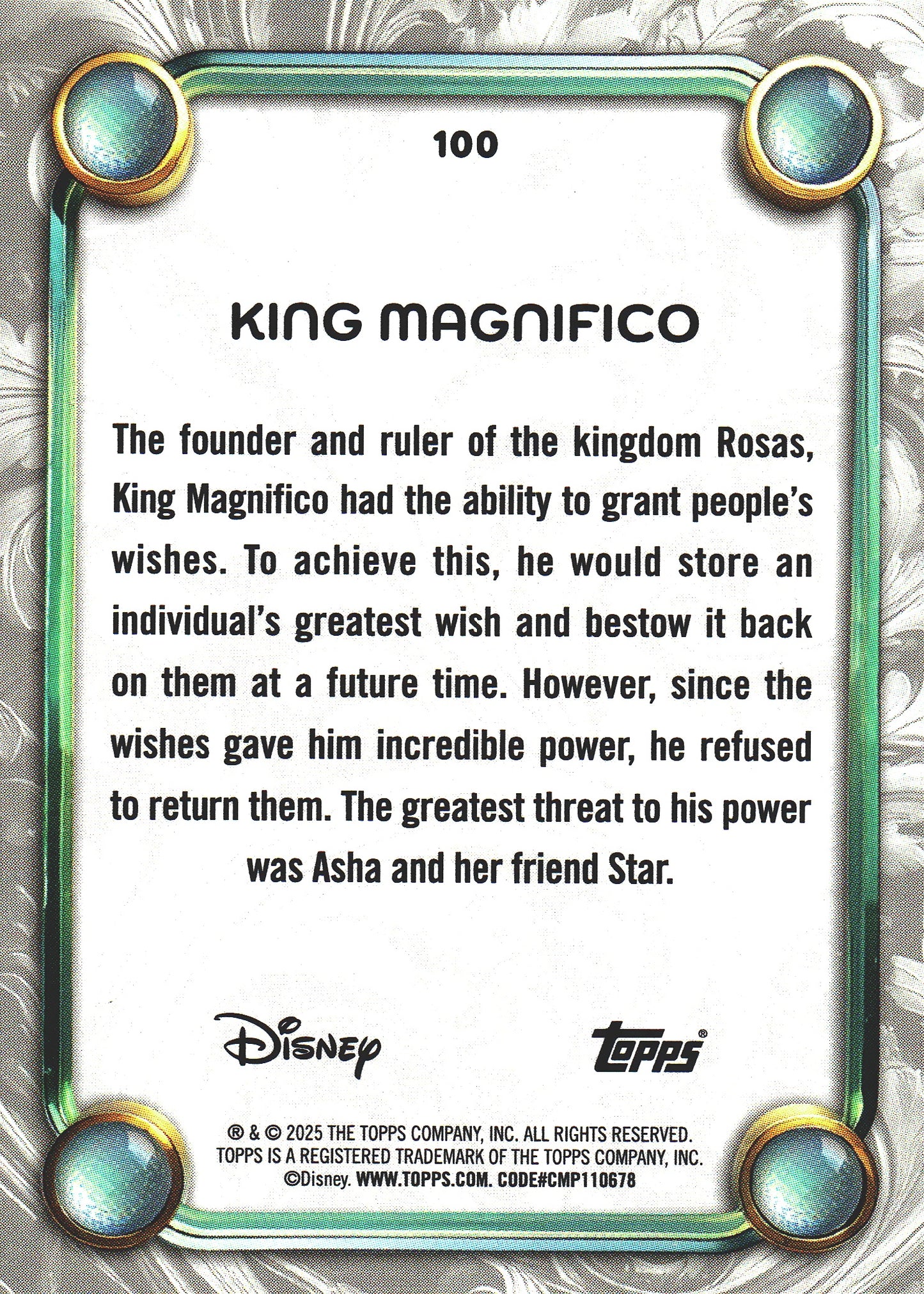 2025 Topps Disney Wonder King Magnifico Purple Foil /99 #100